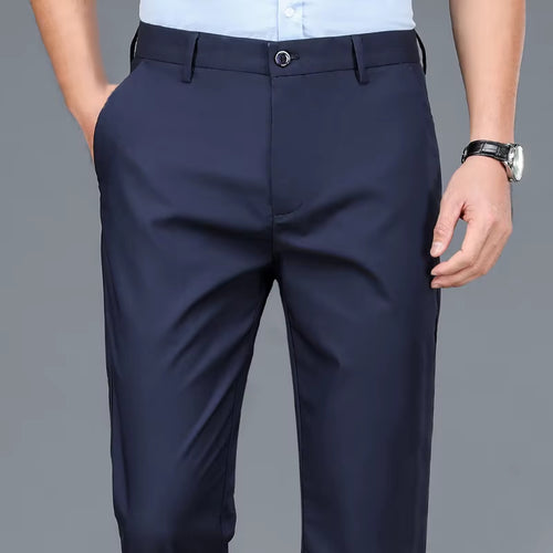 Male Smart Casual Pants Stretchy Sports Men'S Fast Dry Trousers Spring Autumn Full Length Straight Office Black Navy Work Pants
