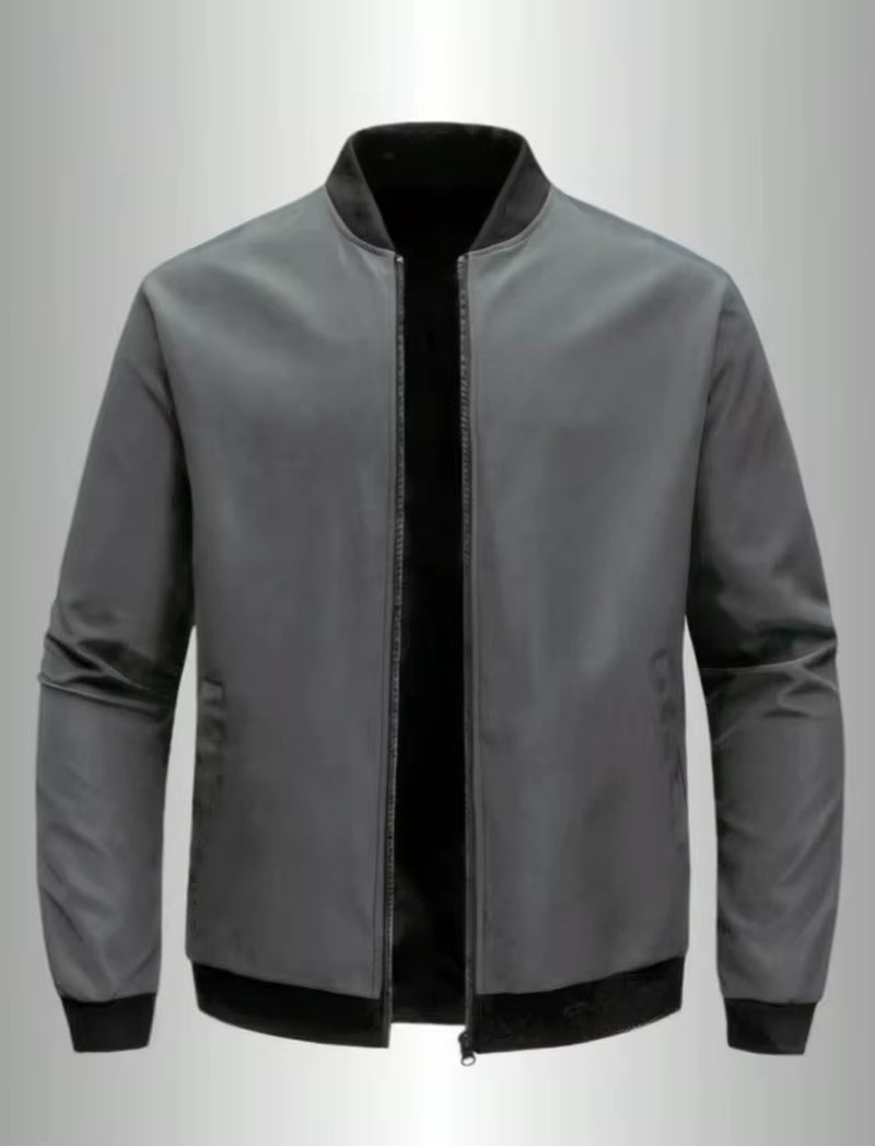 2024 Spring and Autumn New Baseball Collar Short Loose Solid Color Jacket Men'S Business Casual Thin Coat Trend